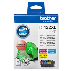 Brother LC432XL3PKS 3-Pack High Yield Ink Cartridge (C/M/Y) OEM