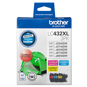 BROTHER LC432XL3PKS 3-Pack High Yield Ink Cartridge (C/M/Y) OEM